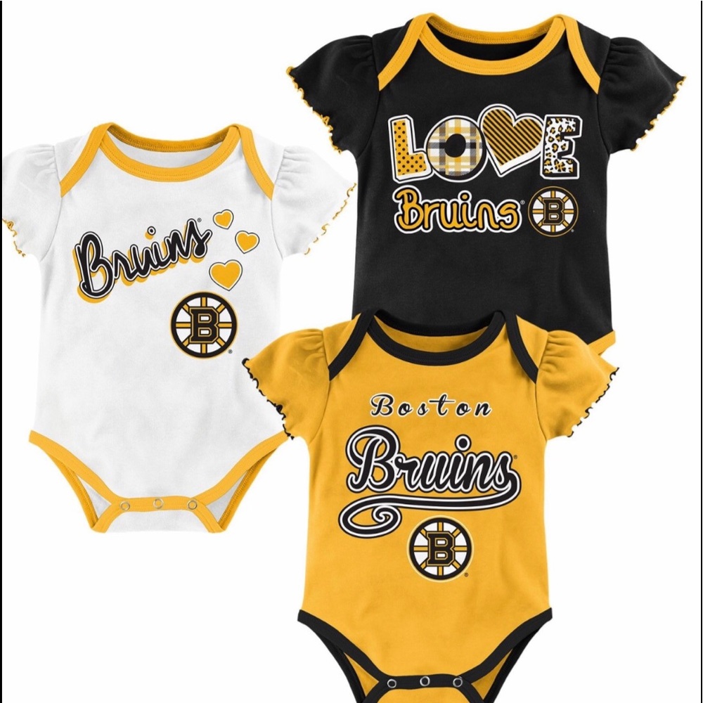 NHL Bruins Baby Girls' 3pk Bodysuit Set